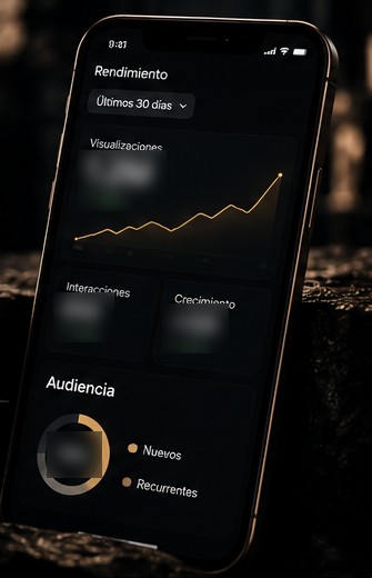 Panel de rendimiento conceptual en un smartphone