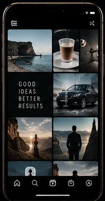 Feed de Instagram conceptual en un smartphone